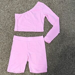 Pink One-Shoulder Top set